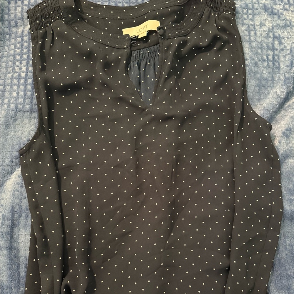 Loft Women's navy Polka Dot Sleeveless Top